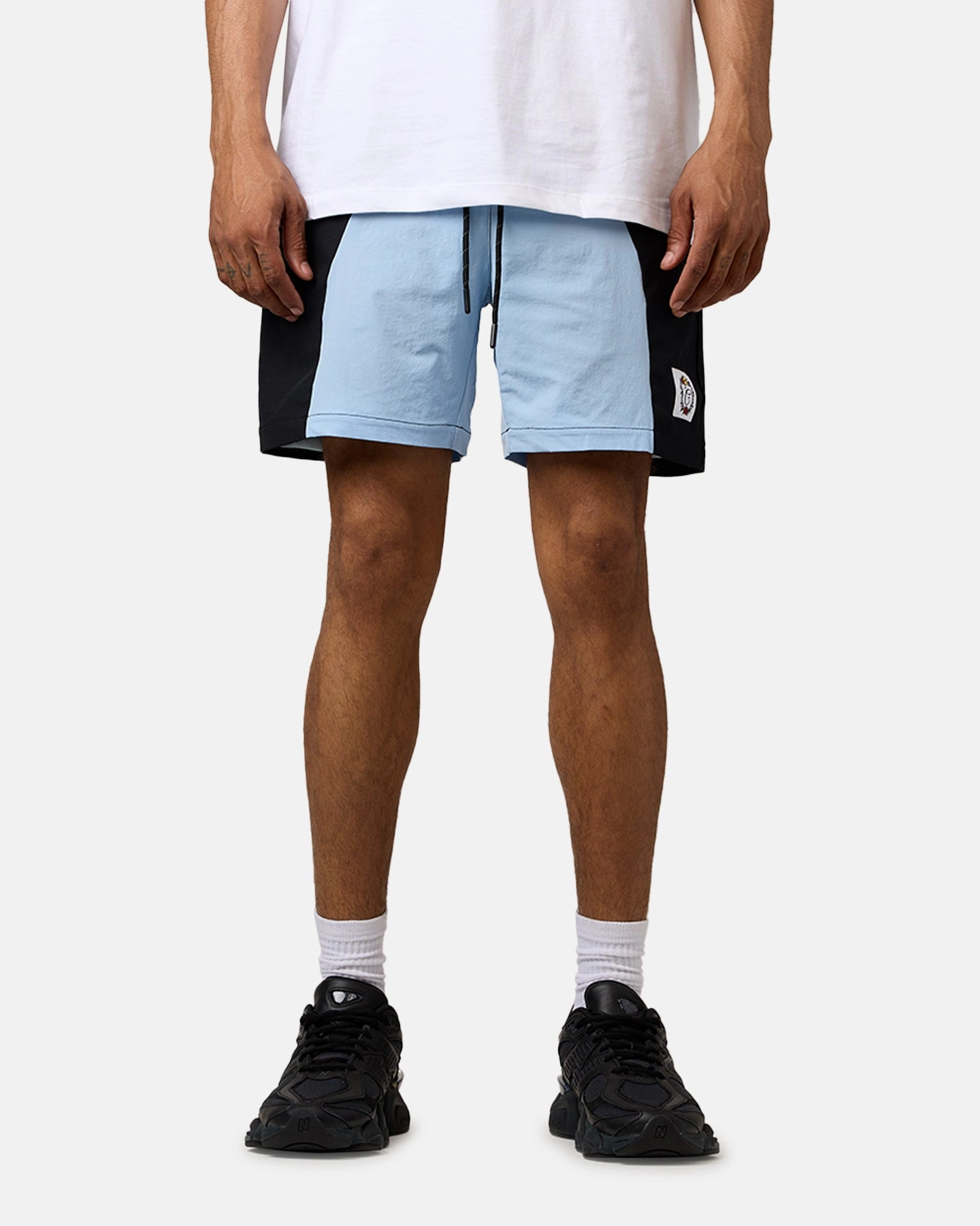 Carre Two Tone Shorts Black/Light Blue Clean Mood denim material