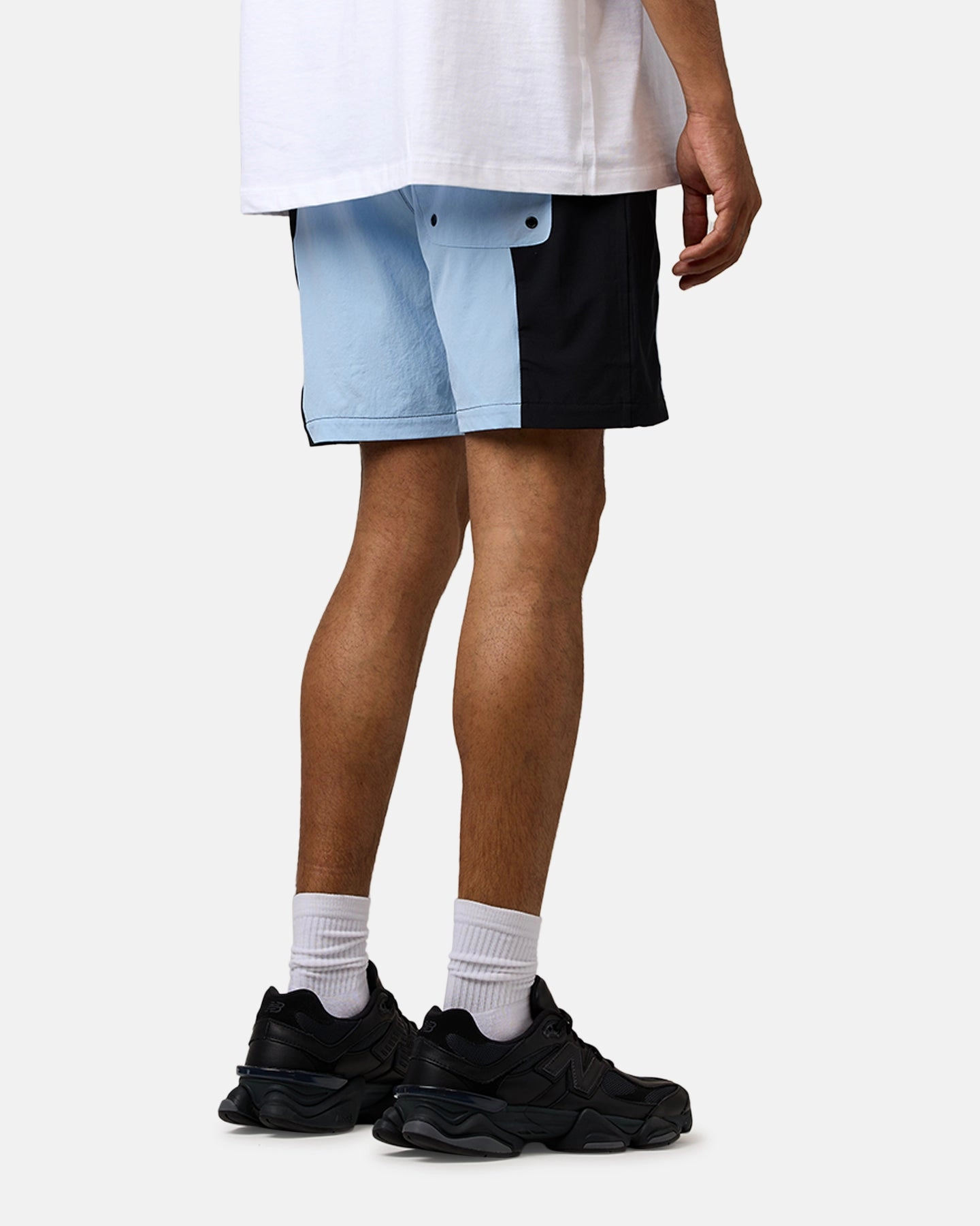 Carre Two Tone Shorts Black/Light Blue Stretchable
