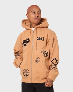 Neutral Tones Help Obey Flash Zip Hoodie Rabbit Paw