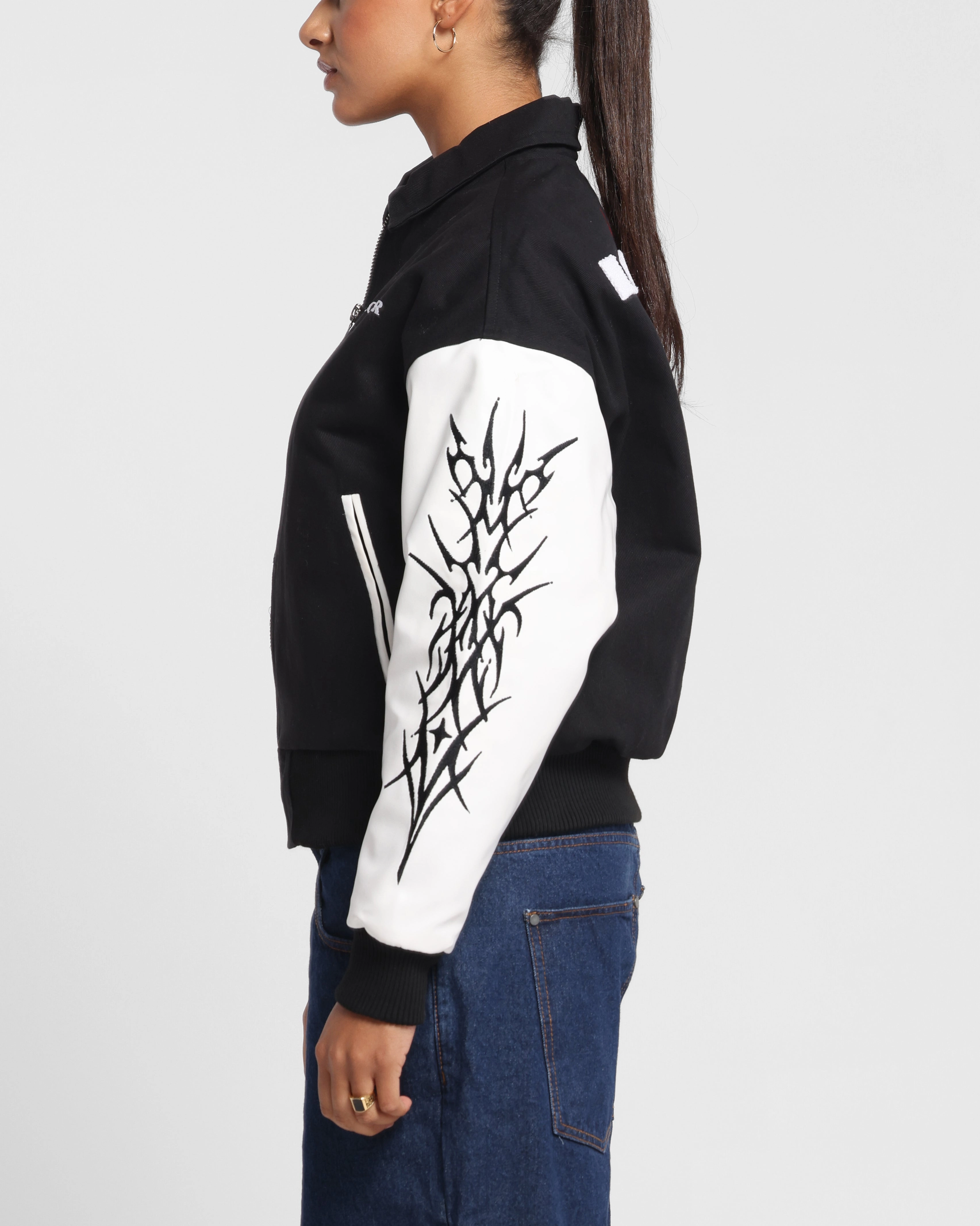 Loiter Cyber Varsity Jacket Black/White Perseverance Program