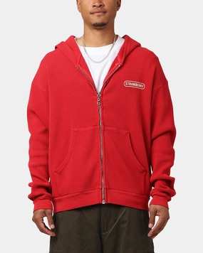 Strawberry Thermal Zip-Up Hoodie Red Altruism Foldable Collar Design