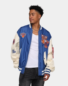 New Era X Alpha Industries New York Knicks L-2B Bomber Jacket Blue Urban Ease