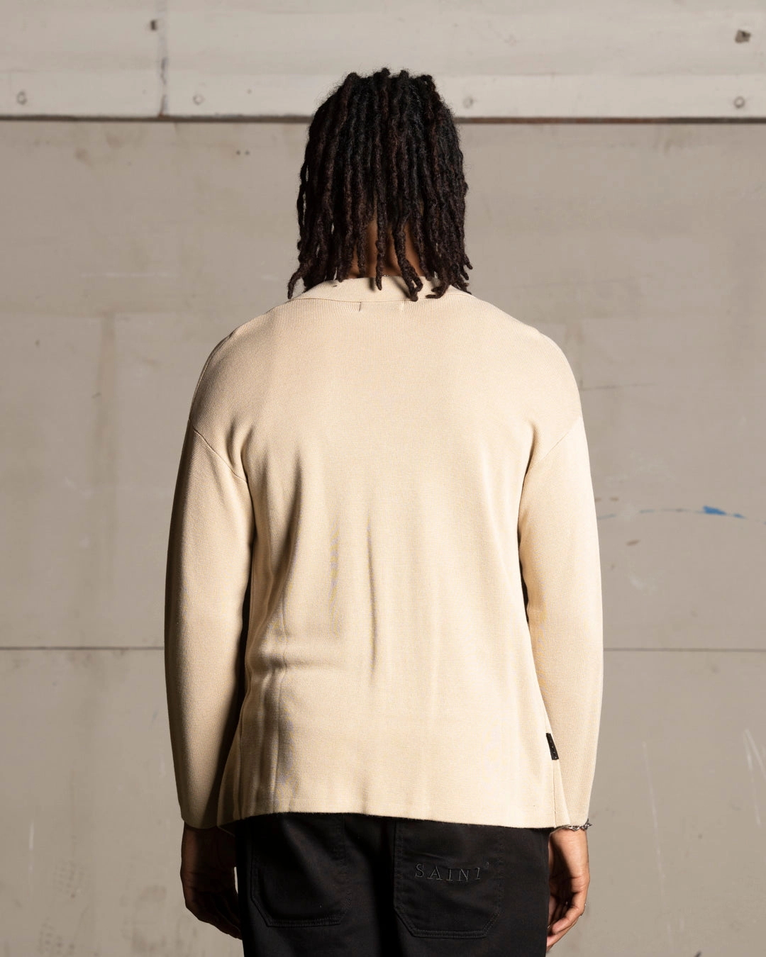 Loose Comfort Non Iron Fabric Saint Morta Knitted Long Sleeve Button Up Shirt Tan