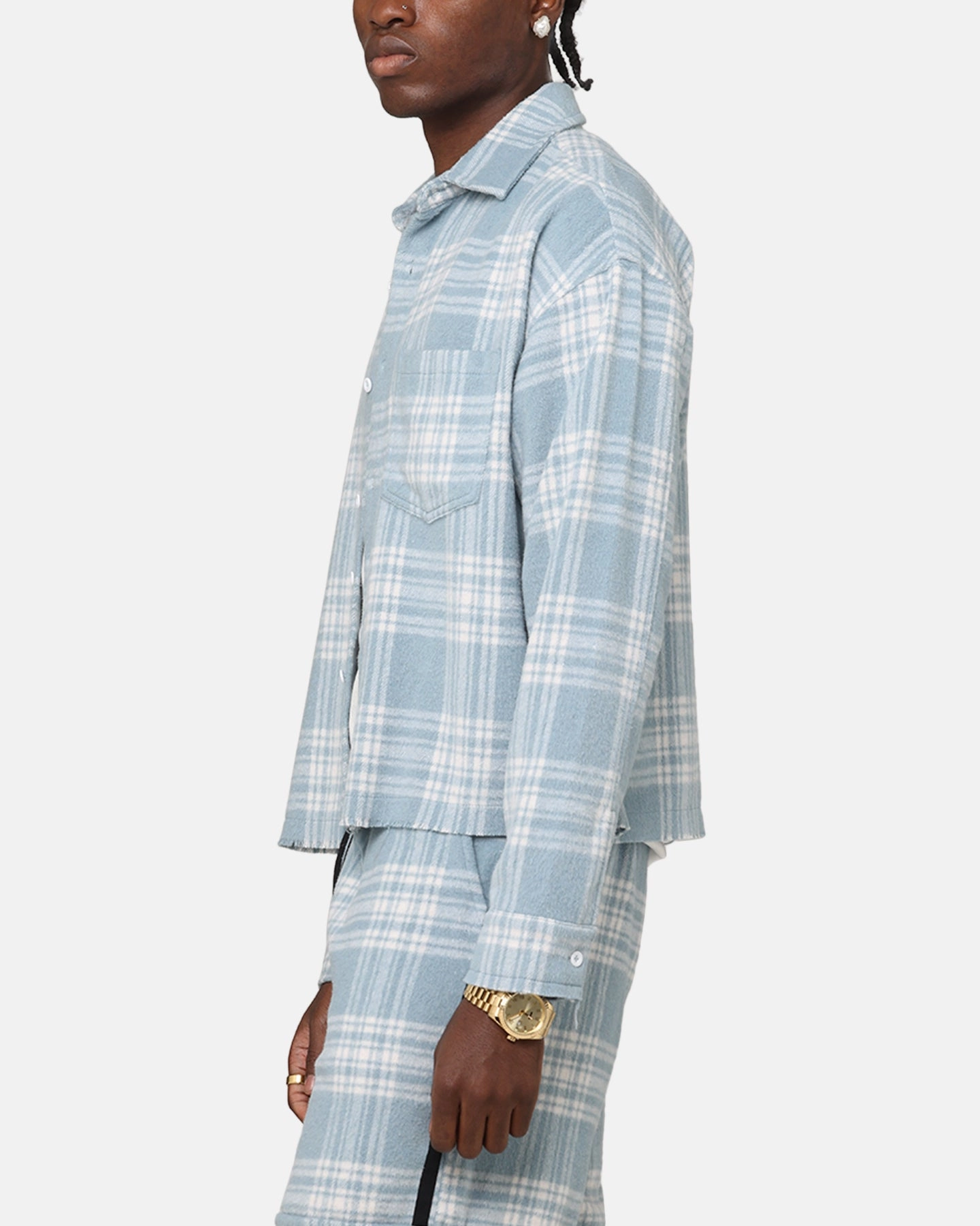 XXIII Plaid Long Sleeve Overshirt Blue All-day Comfort Sophisticated Elegance
