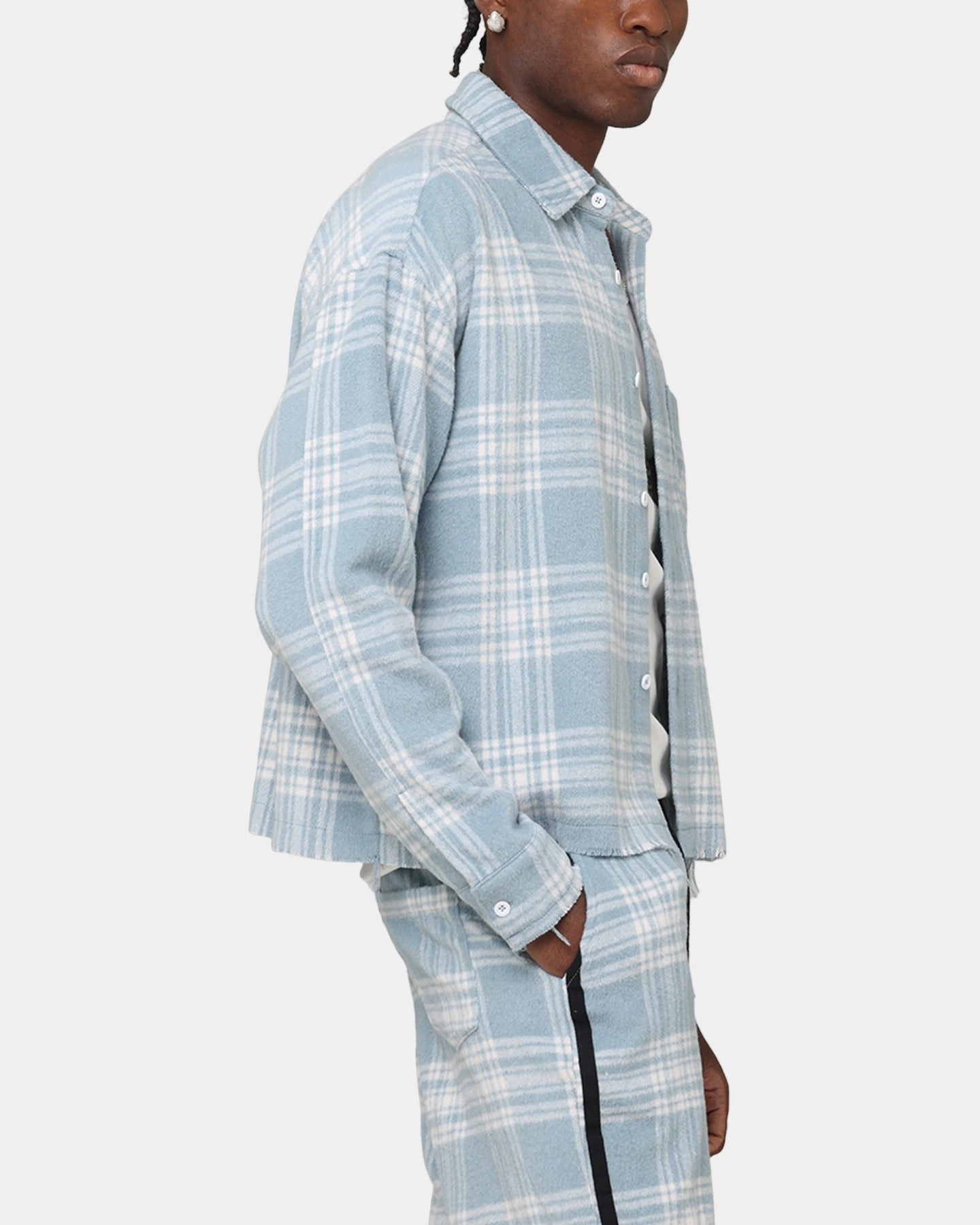 XXIII Plaid Long Sleeve Overshirt Blue Camping Essential Timeless elegance