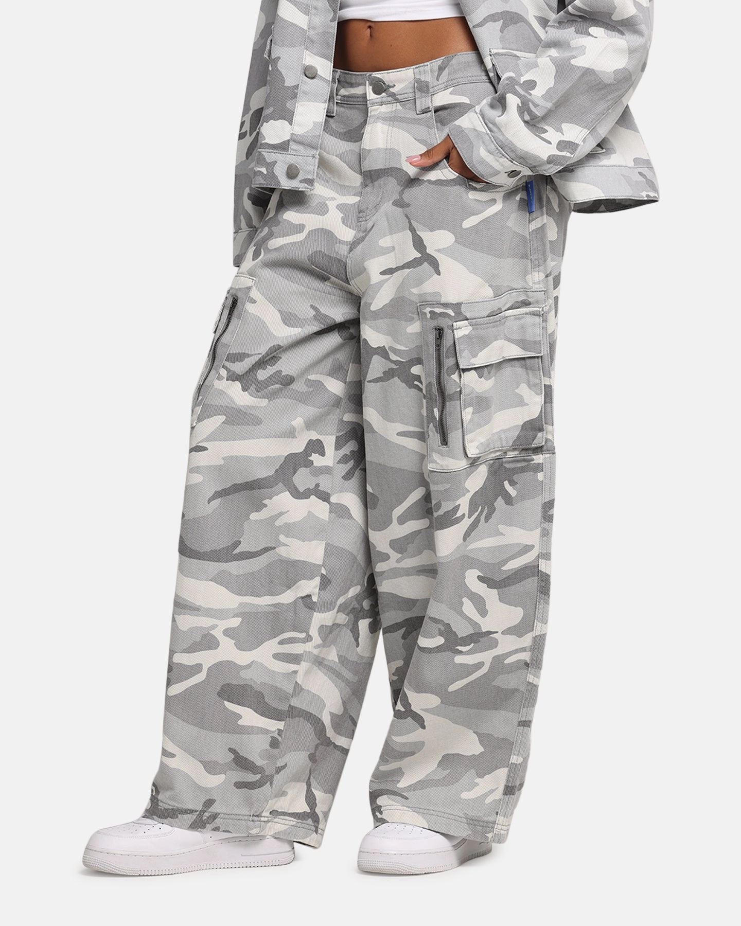 Loiter Combat Cargo Pants Snow Camo Low Profile Fasteners