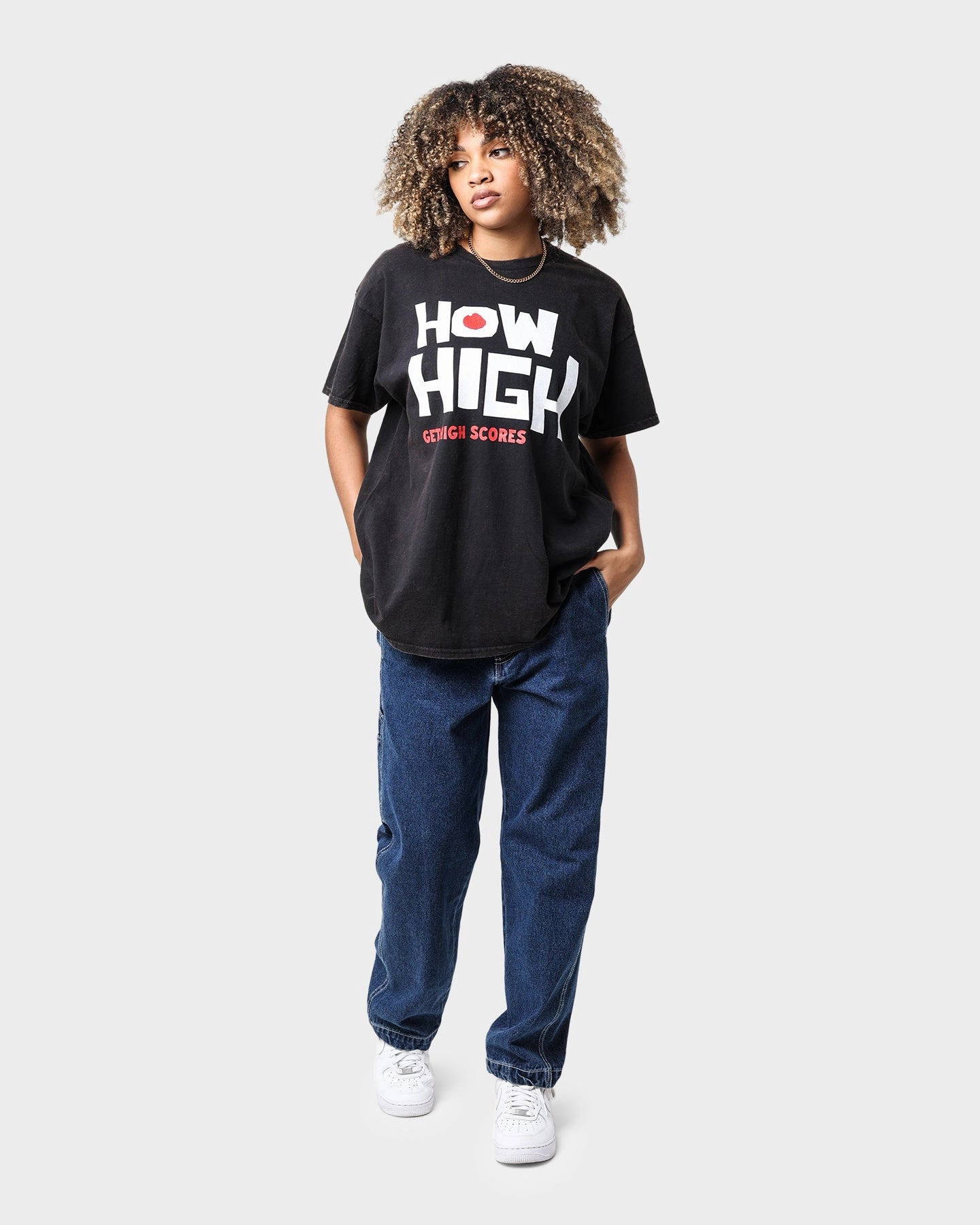 American Thrift X 420 How High Vintage T-Shirt Washed Black Active Outfit Style