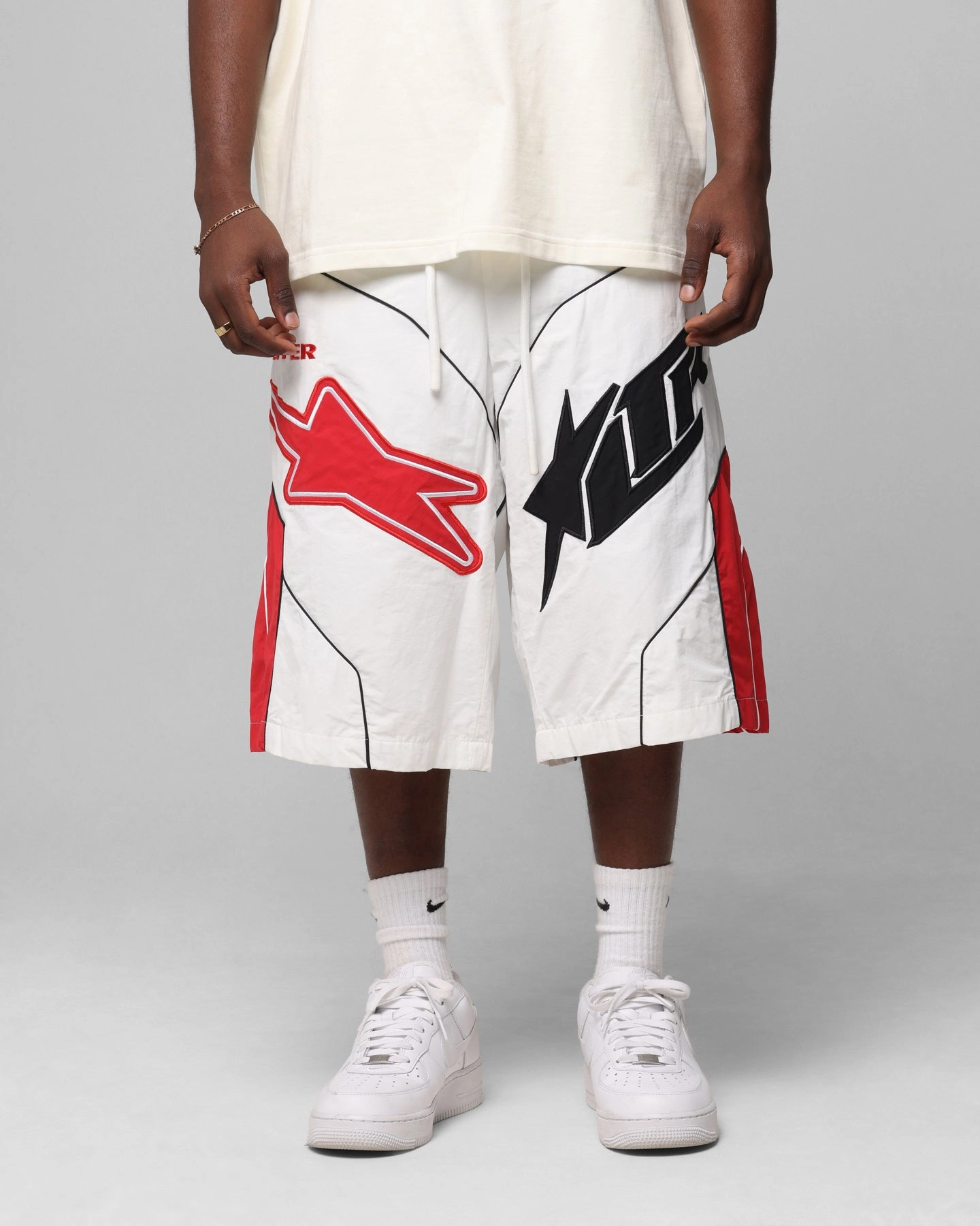 Loiter Motocross Shorts White Quick Release Closure Active Shorts