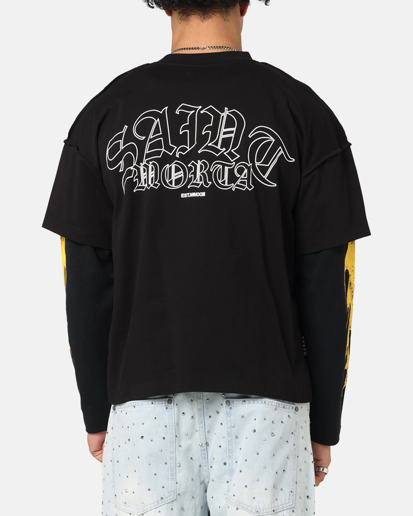 FadeResistant Coating Classic Layering Saint Morta La Flame Long Sleeve T-Shirt Black