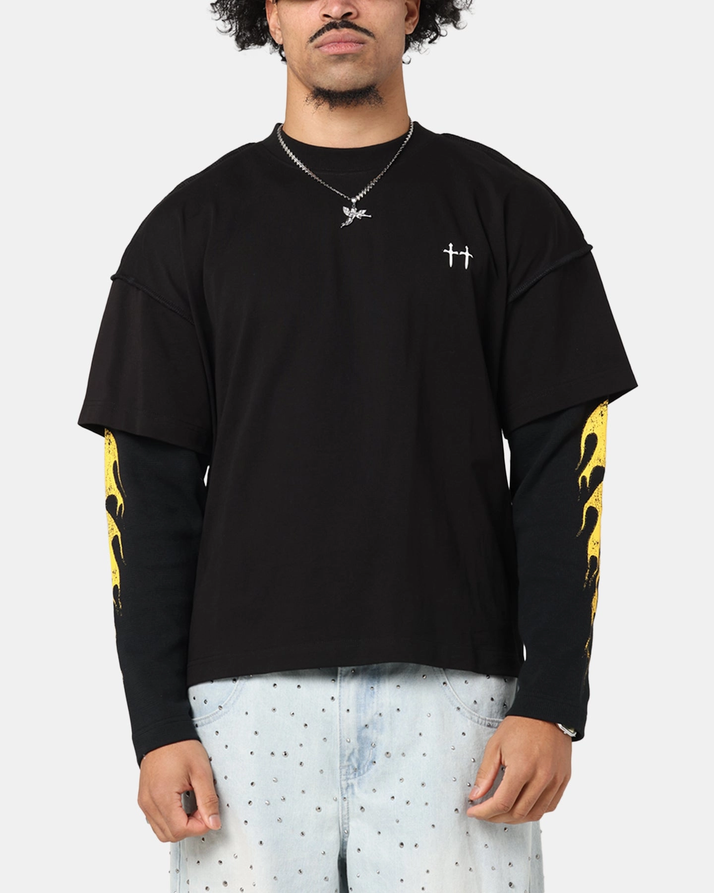 Saint Morta La Flame Long Sleeve T-Shirt Black Eco Friendly Fabric Ethically Sourced Materials