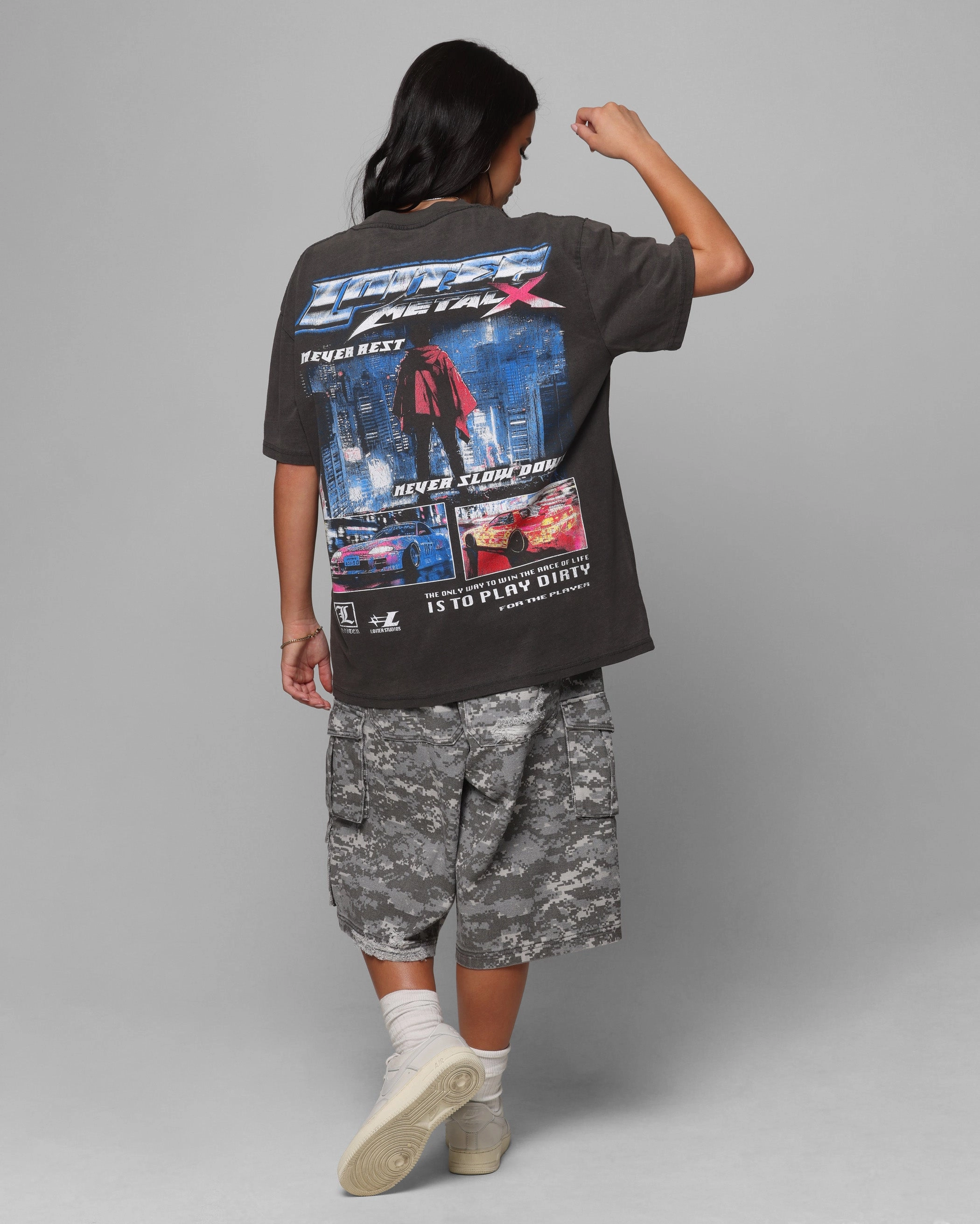 All-Season Comfort Wear Natural Fiber Blend Loiter Speed Vintage T-Shirt Black Wash