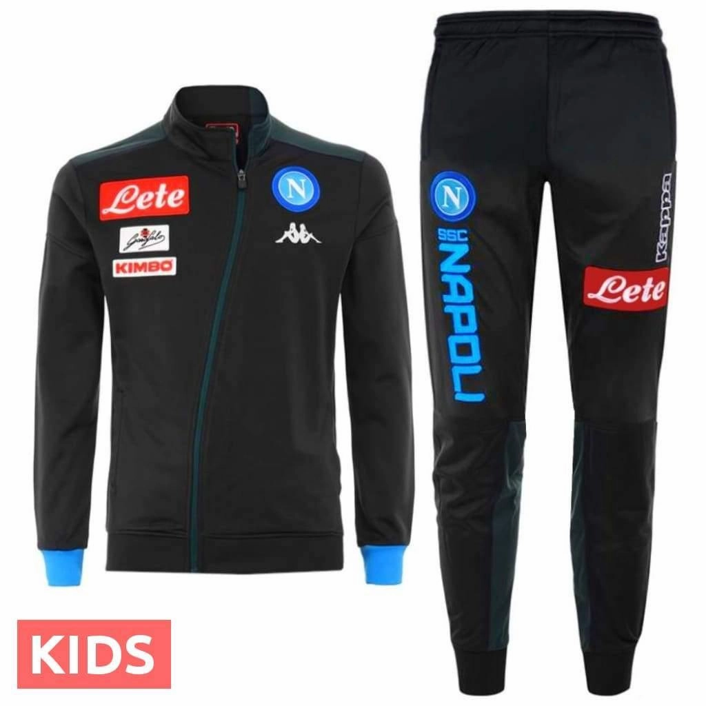 Silk OrganicCottonBlend Kids - SSC Napoli dark blue presentation soccer tracksuit 2018/19 - Kappa