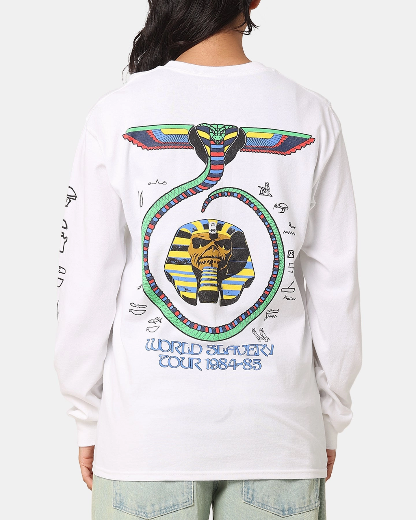 Iron Maiden World Slavery Tour Long Sleeve T-Shirt White Casual Vibe Wear Casual Style