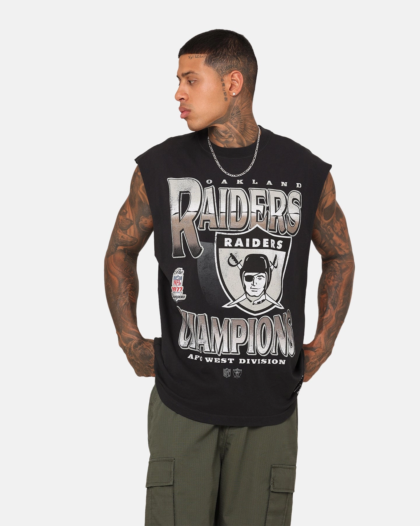 Mitchell & Ness Oakland Raiders Vintage Muscle T-Shirt Faded Black Gym clothing