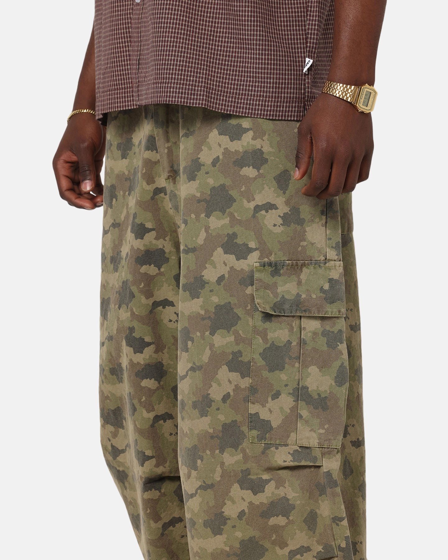 Carre Baggy Cargo Pants Camo Ripstop Texture