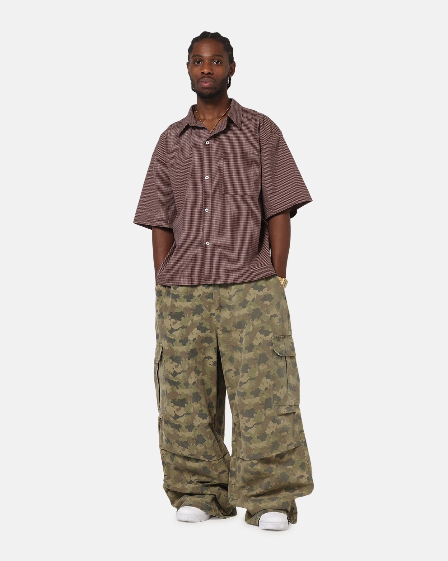 WrinkleFreeFabric Carre Baggy Cargo Pants Camo