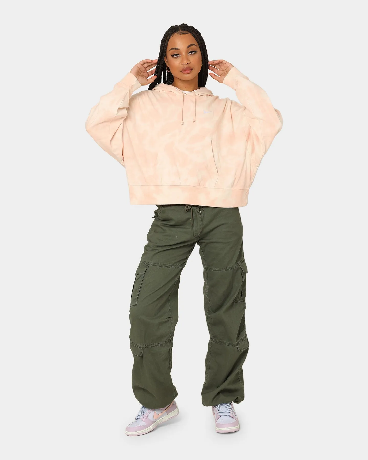 Nike Women's Washed Oversized Jersey Hoodie Artic Heat Retention Technology Minimalist Aesthetic