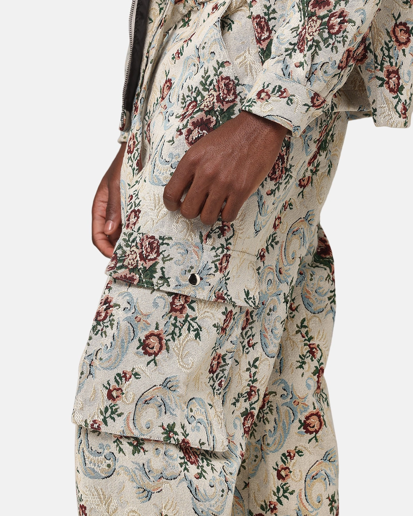 Non Bulk XXIII Floral Jacquard Cargo Pant White Antique