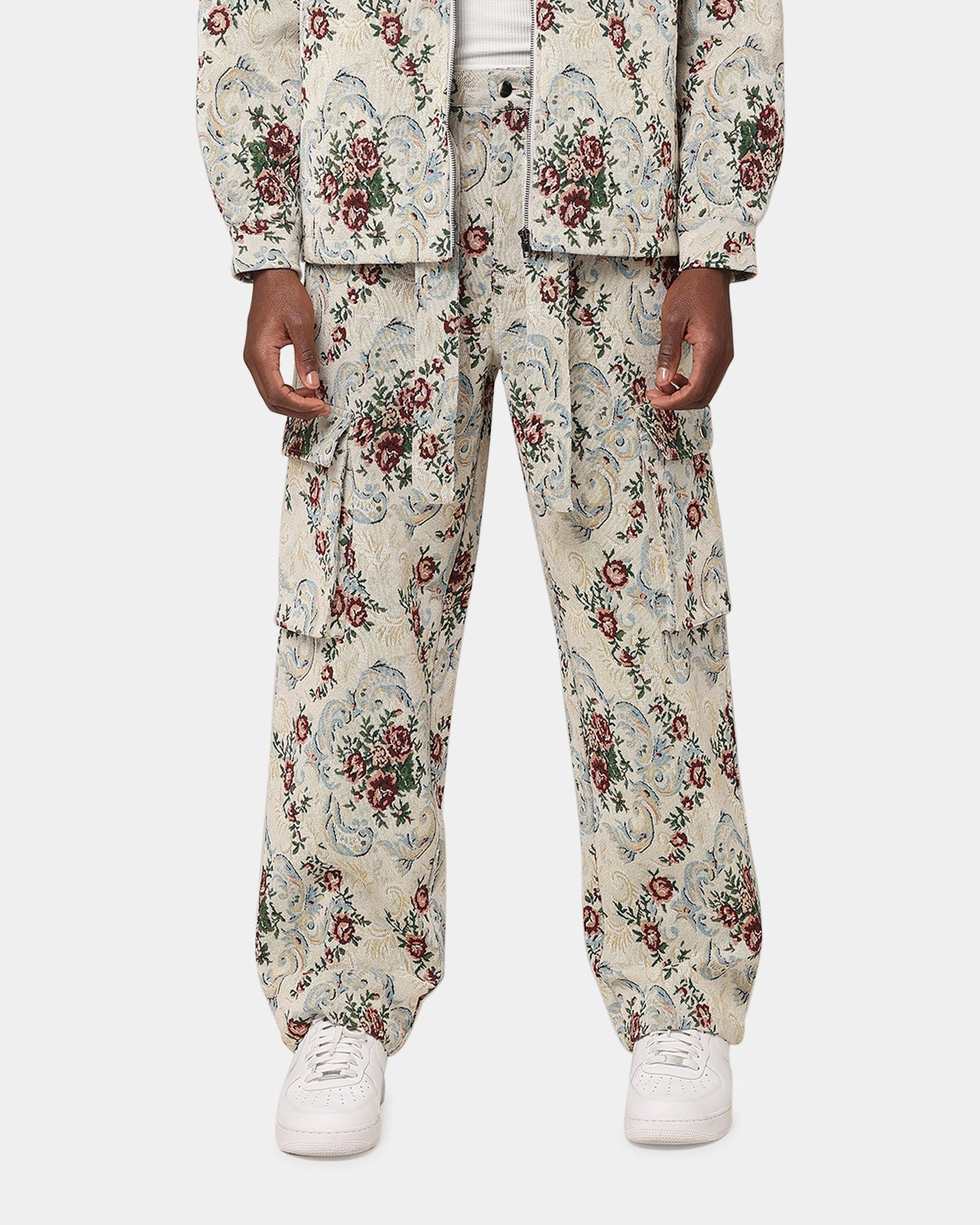 XXIII Floral Jacquard Cargo Pant White Antique AntiStaticFinish