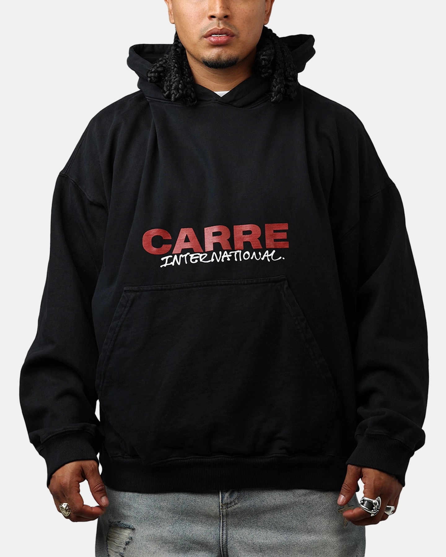 Model Everyday Jacket Carre Handdrawn Hoodie Black