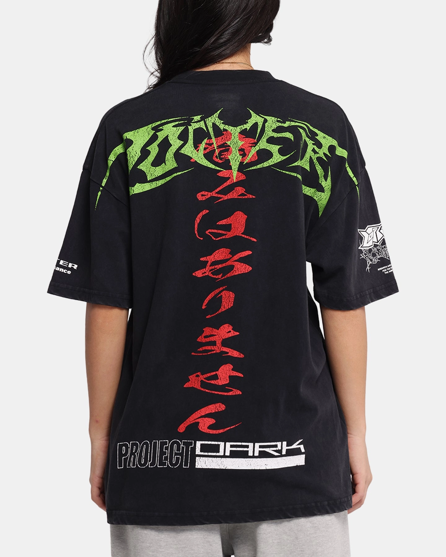 Light and Cozy AntiPilling Loiter Project Dark Vintage T-Shirt Black Acidwash