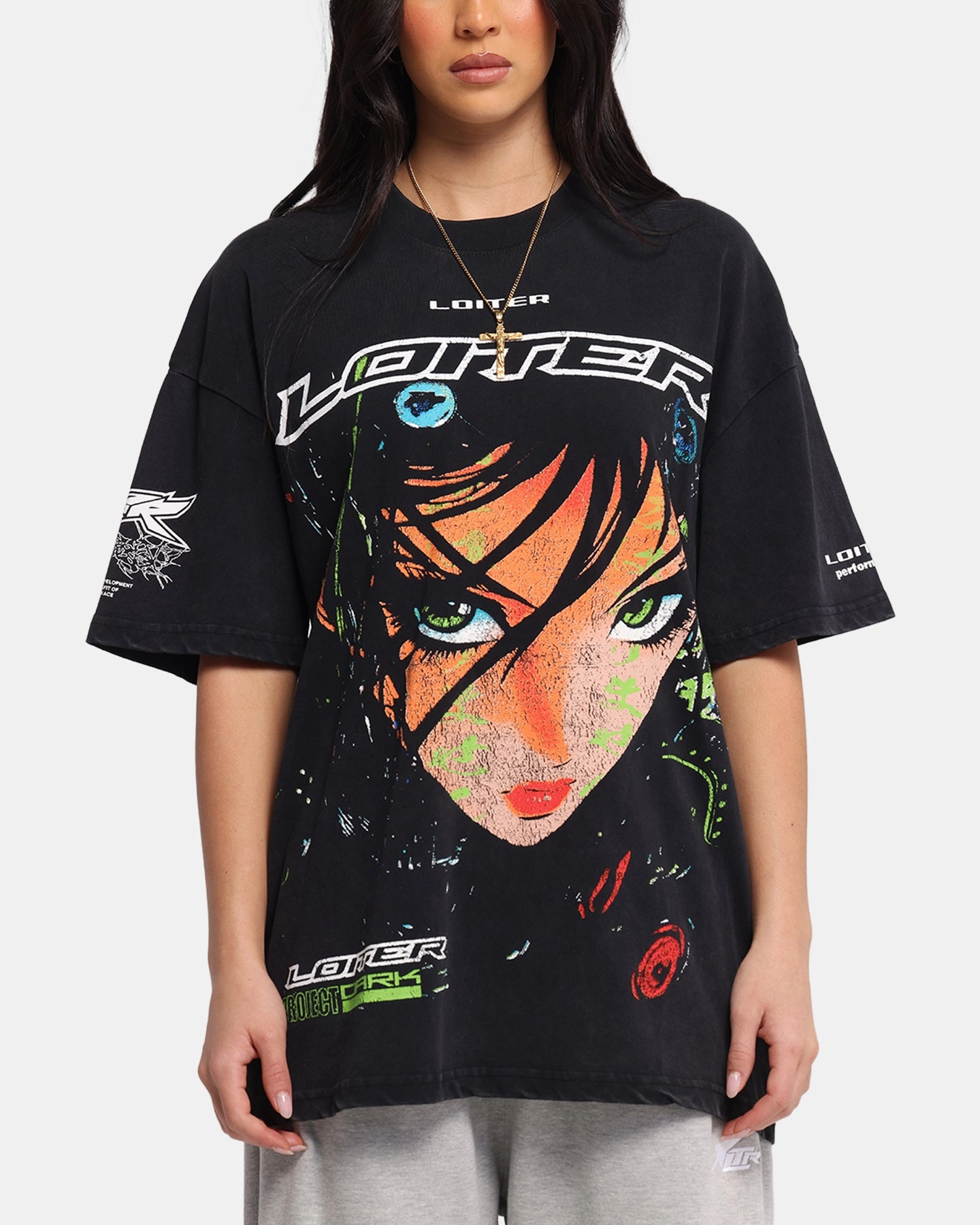 Loiter Project Dark Vintage T-Shirt Black Acidwash Relax Trend