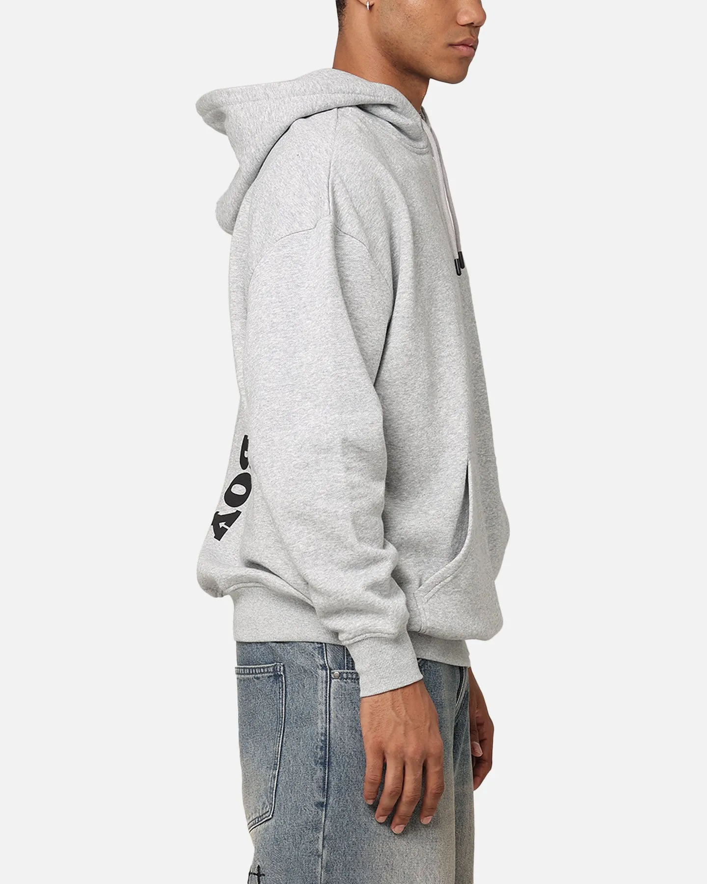Anti Static Finish Advertise Playboy Logo Lockup Hoodie Grey Marle
