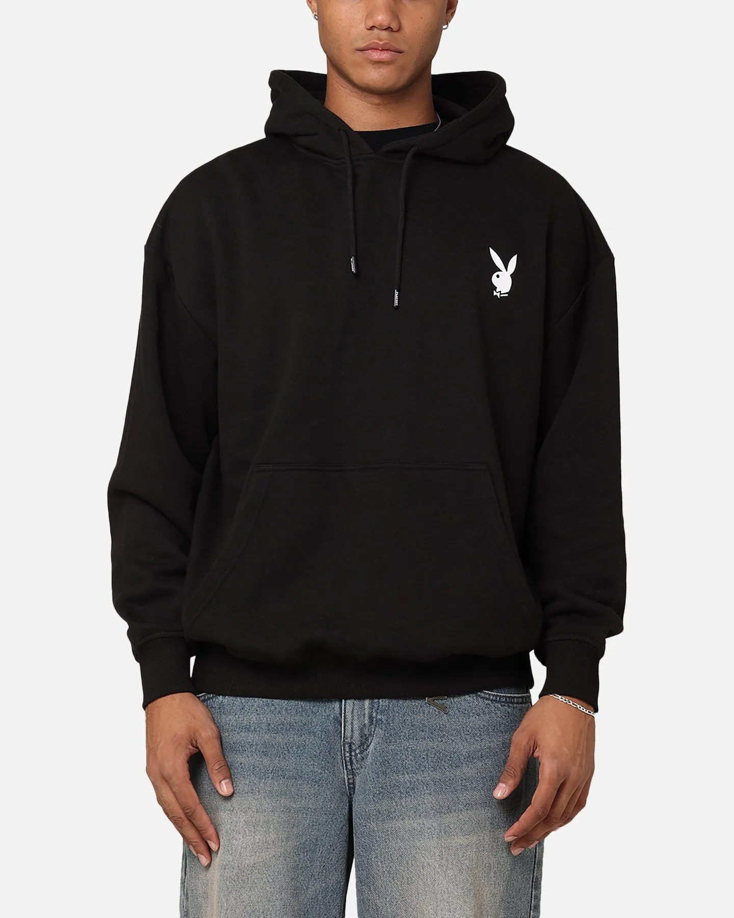 Purple Playboy Repeat Bunny Stack Hoodie Black