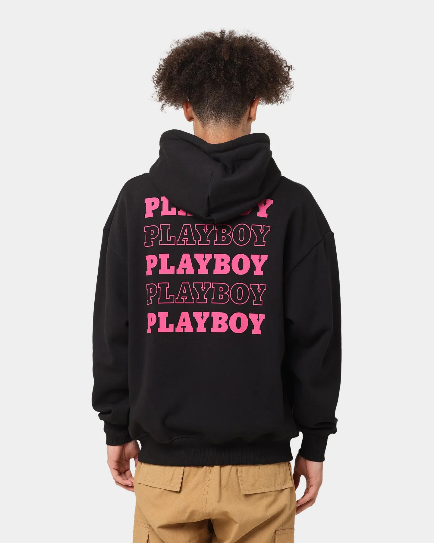Playboy Stacked Hoodie Black Leather gym - goers