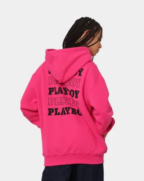 Bestow Playboy Stacked Hoodie Hot Pink