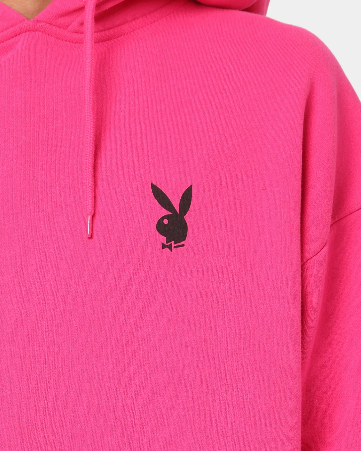 Playboy Stacked Hoodie Hot Pink Workplace Use HighCollar Design