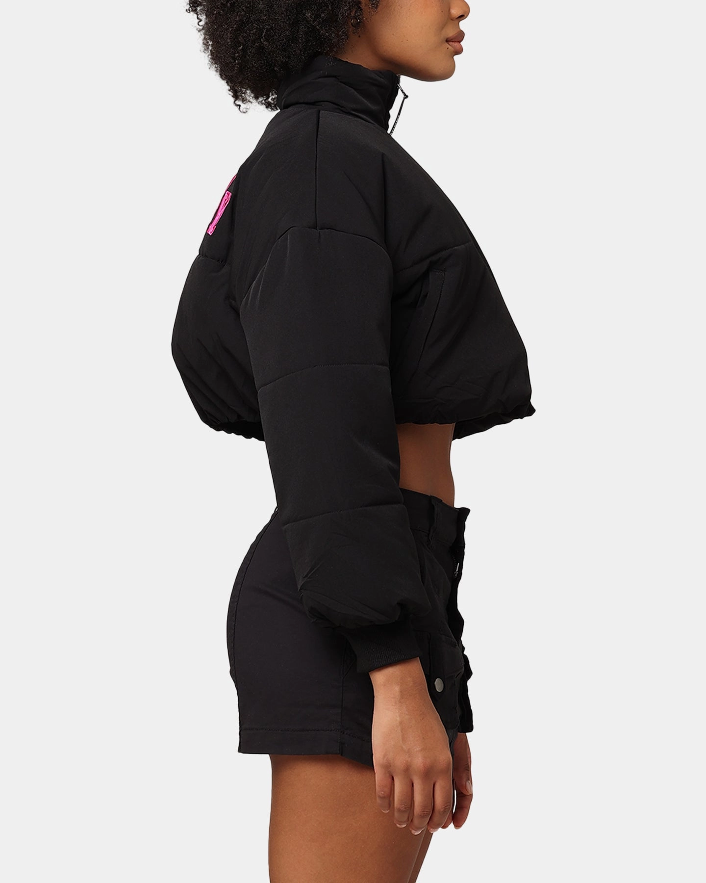 Playboy Bunny O Cropped Puffer Jacket Black Aim Heat Retention Technology