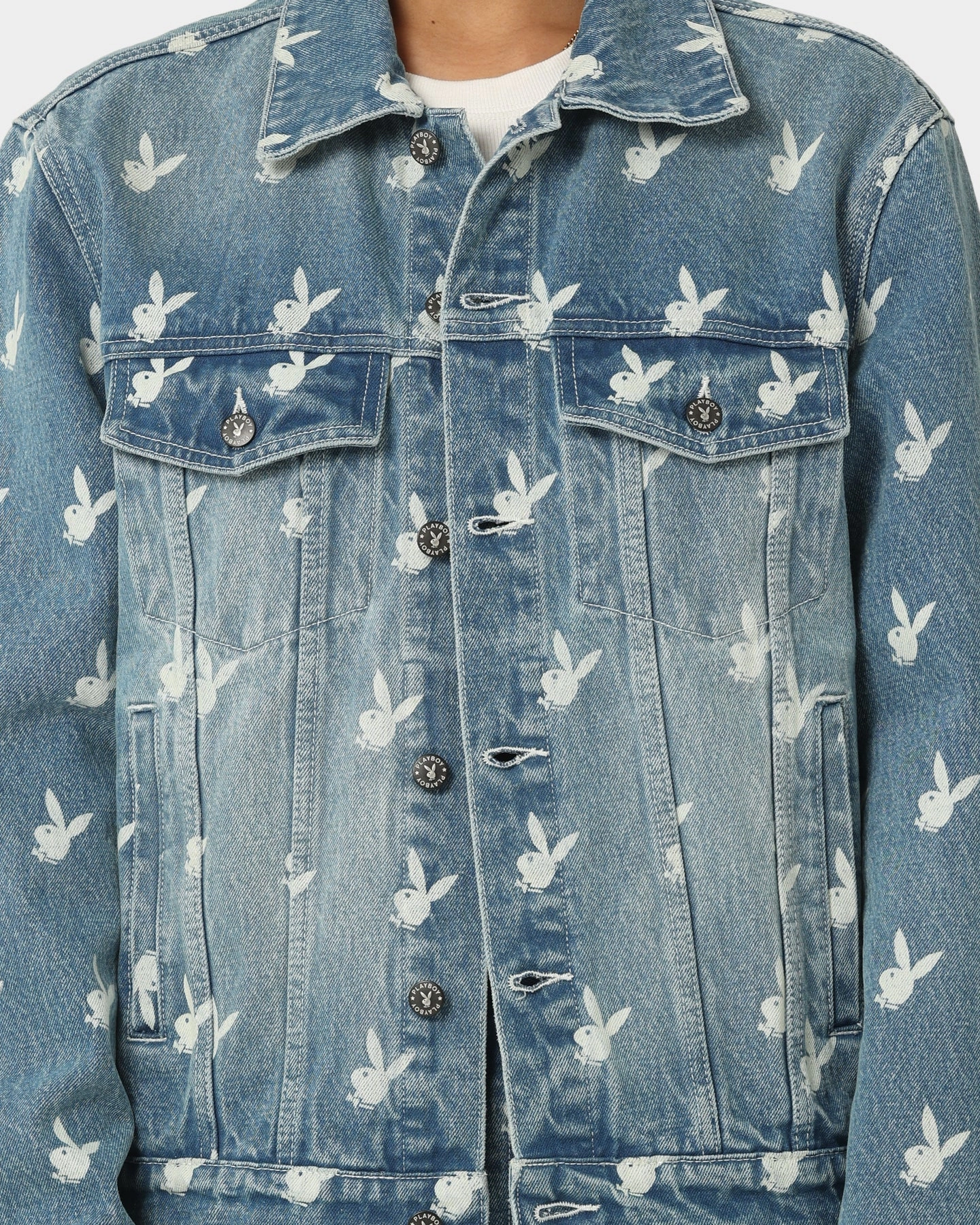 Effortless Wear Playboy By CK Players Denim Jacket Vintage Blue