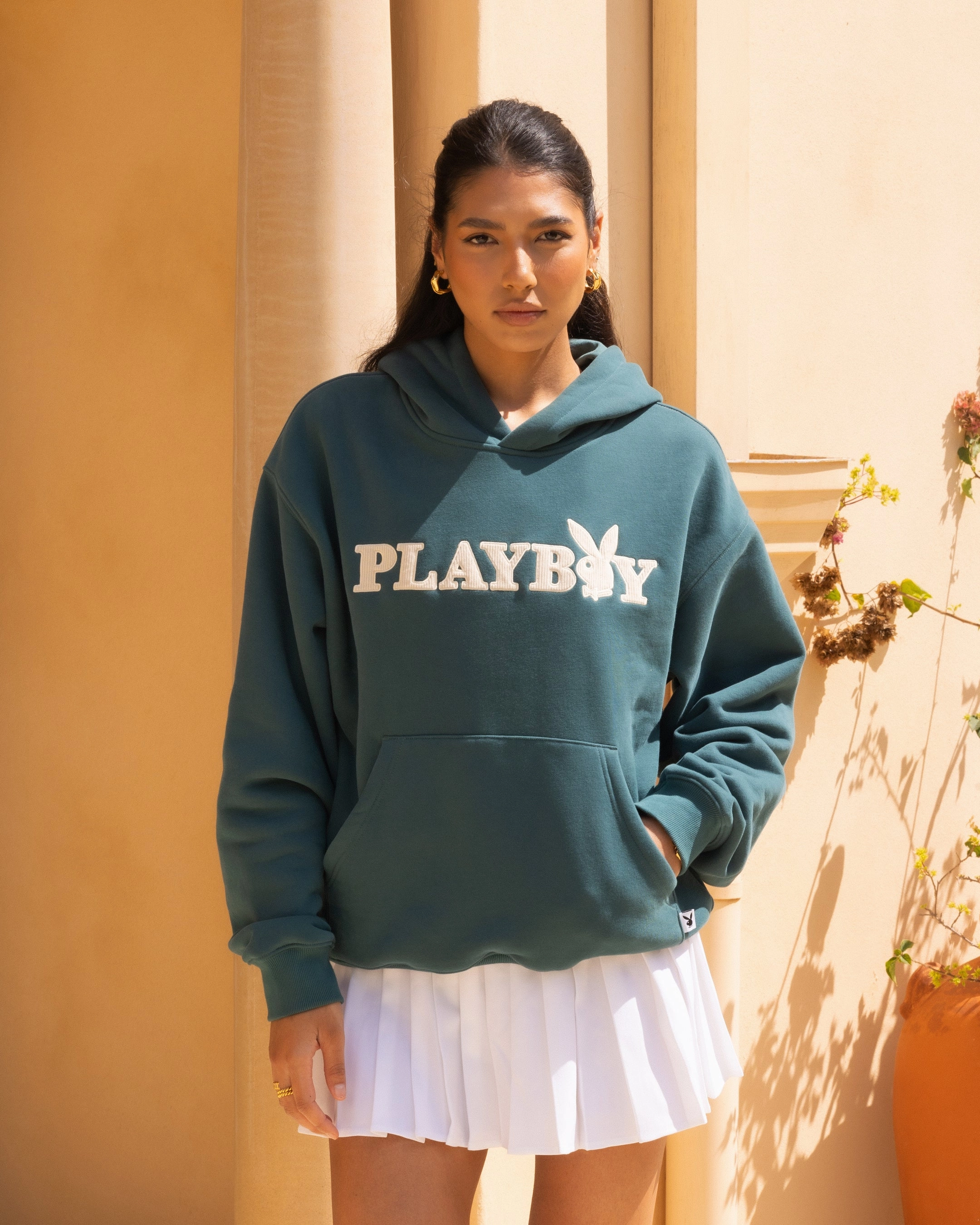 Playboy By Culture Kings Class Hoodie Green aesthetically pleasing Describe