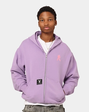 Playboy By Culture Kings Roughboy Full Zip Hoodie Purple Fitness Non Restrictive Collar