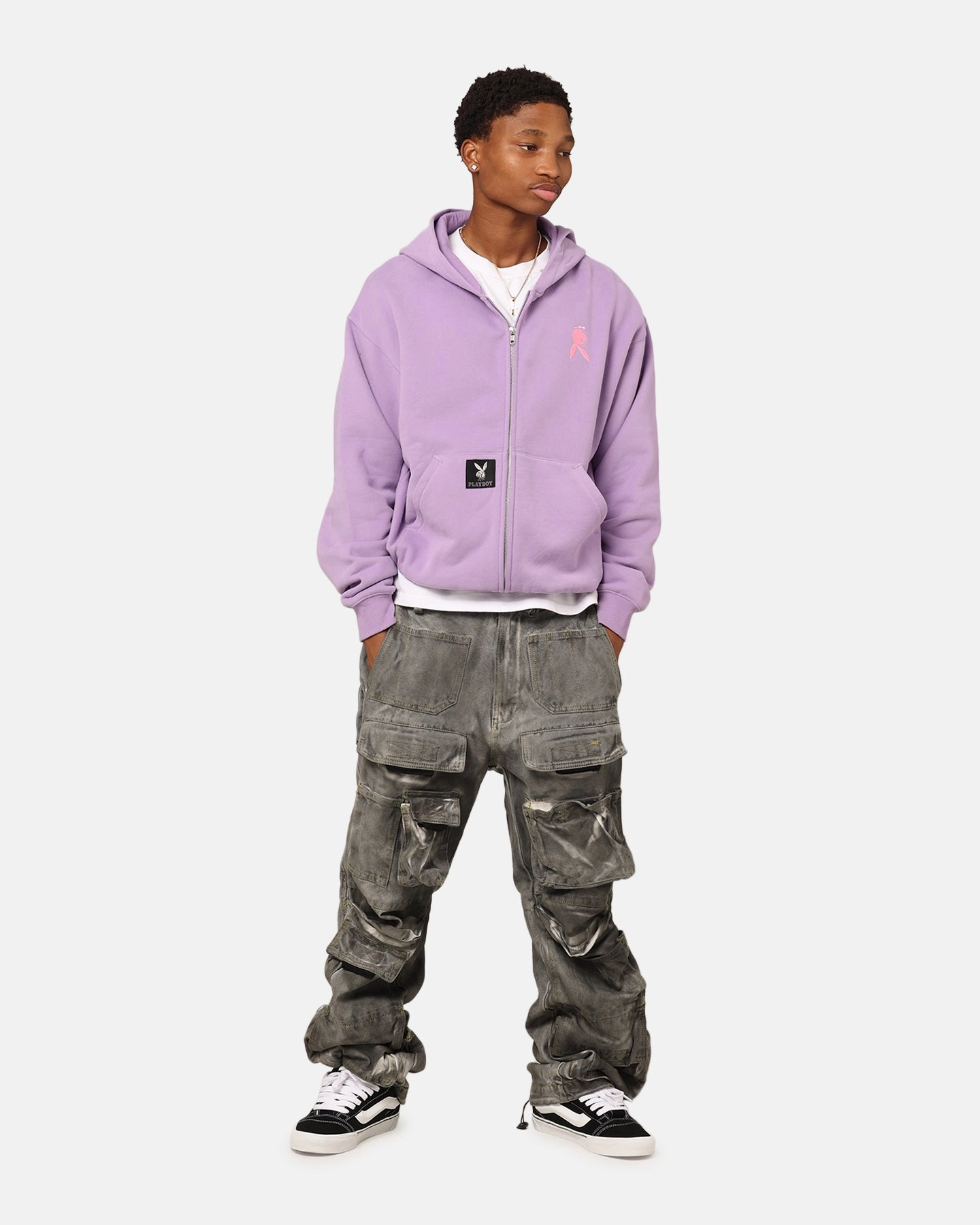 Playboy By Culture Kings Roughboy Full Zip Hoodie Purple Sort