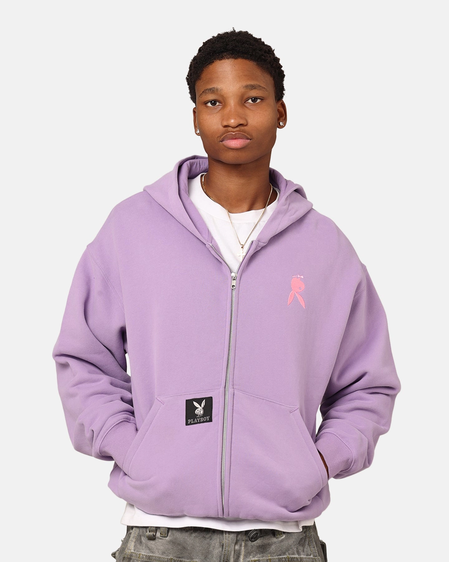 Playboy By Culture Kings Roughboy Full Zip Hoodie Purple Fitness Non Restrictive Collar