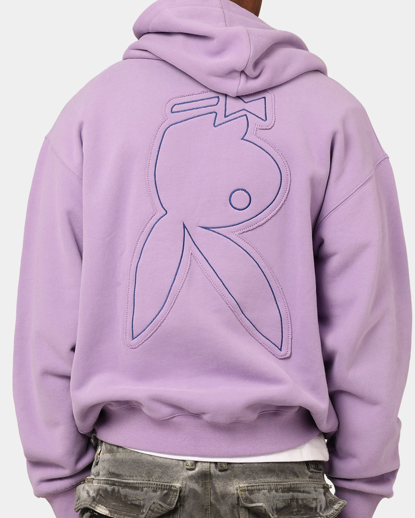 Adjustable Drawstring Waist Playboy By Culture Kings Roughboy Full Zip Hoodie Purple
