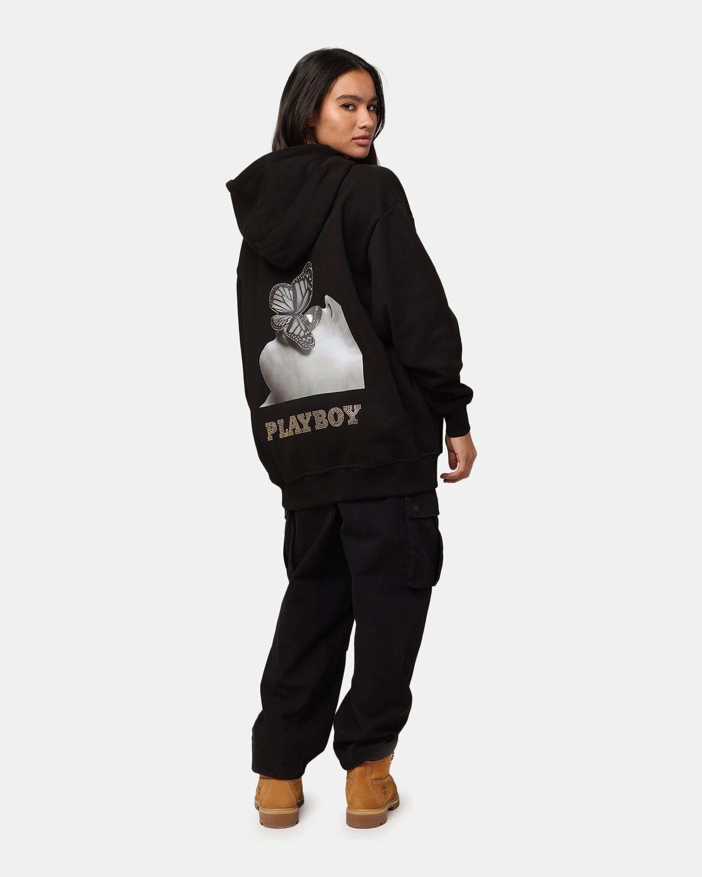 Double Stitched Construction fishermen Playboy Diamant?? Hoodie Black