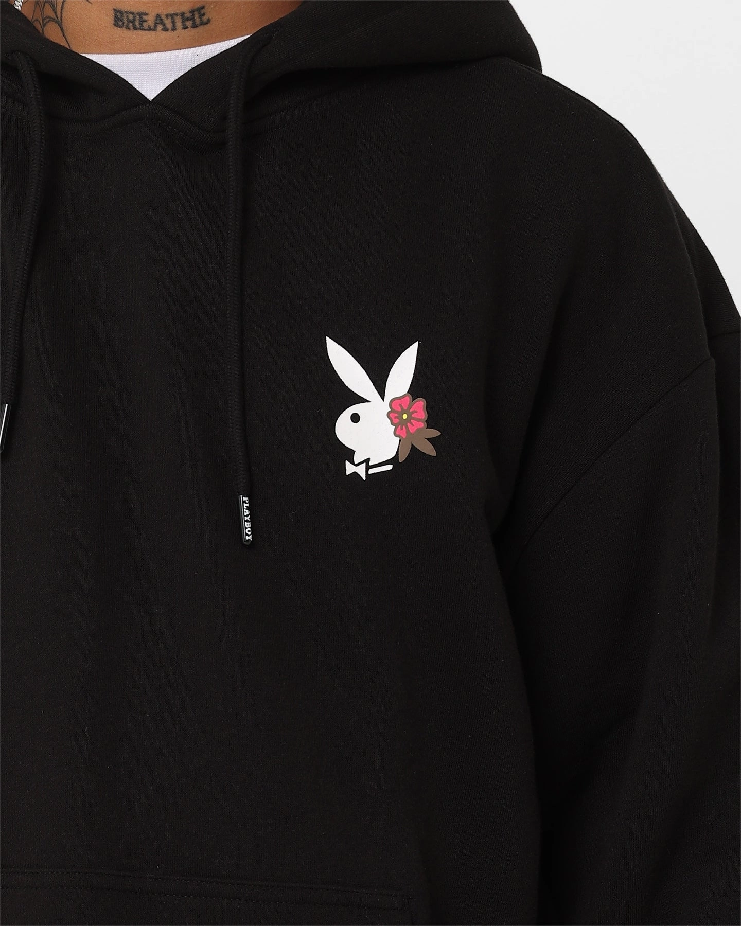 Playboy Flowers Hoodie Black suburban residents Rain Safe