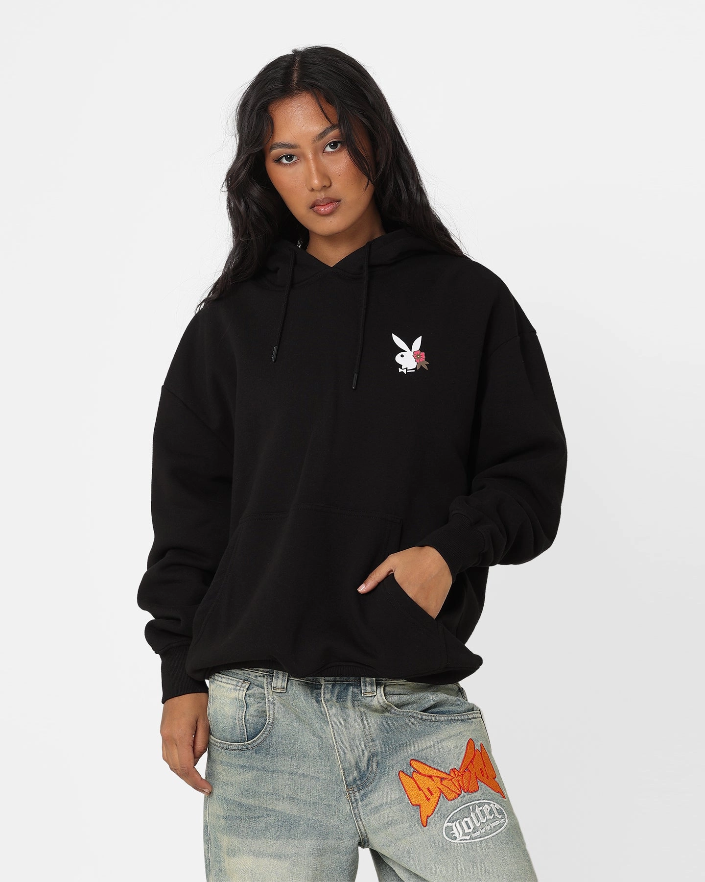 Beauty Playboy Flowers Hoodie Black