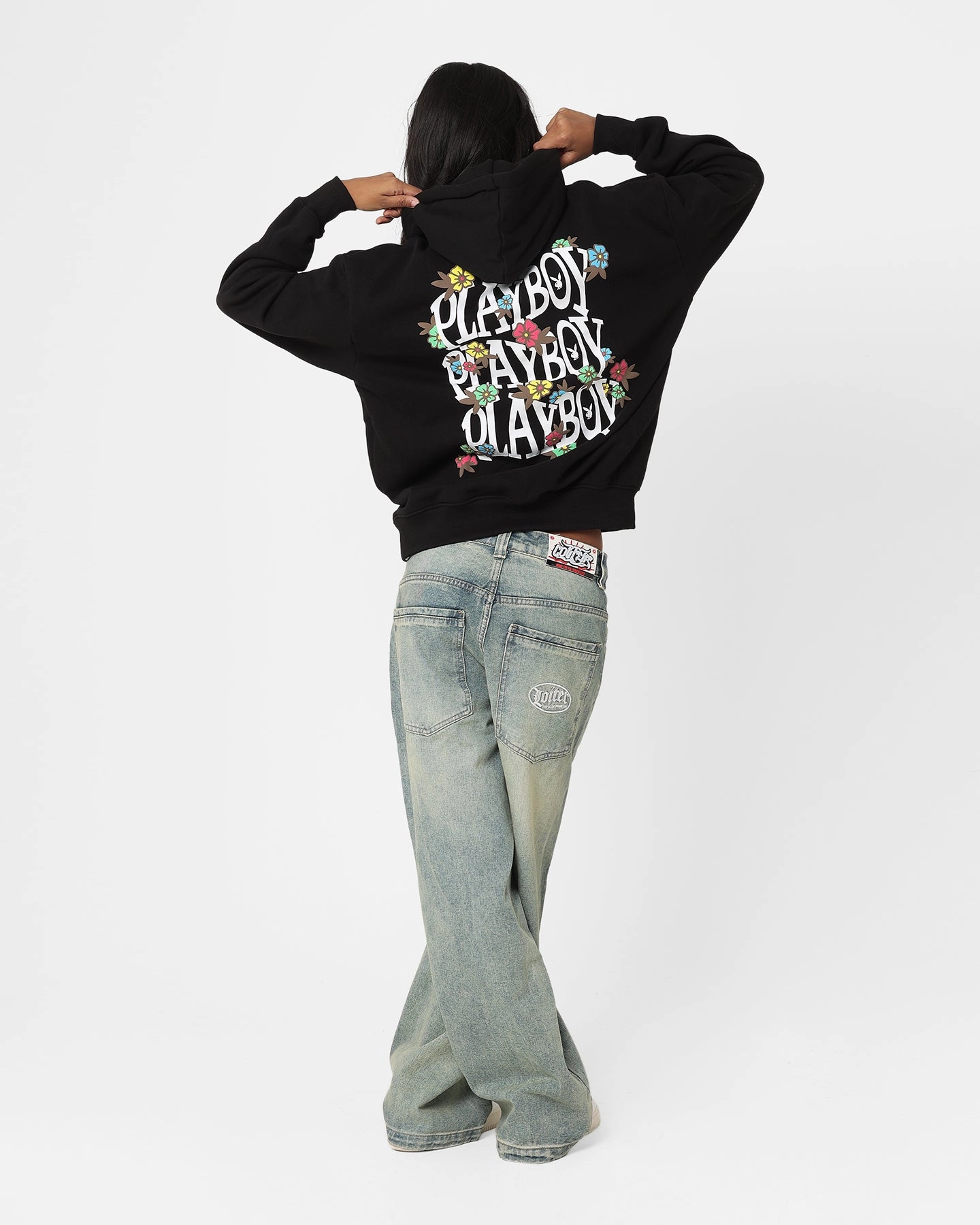 Art Playboy Flowers Hoodie Black