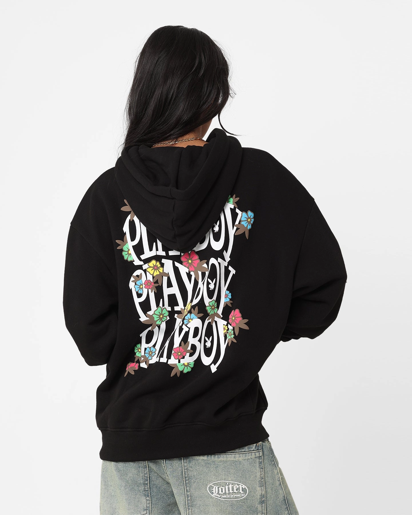 Playboy Flowers Hoodie Black Recharge University
