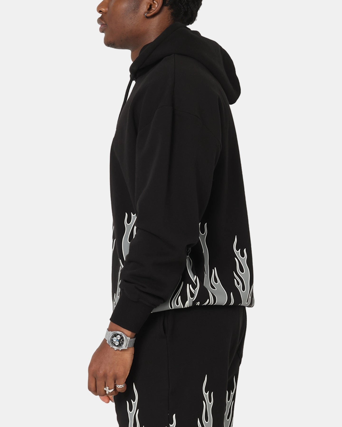 Playboy Gothic Flames Hoodie Black Seal like