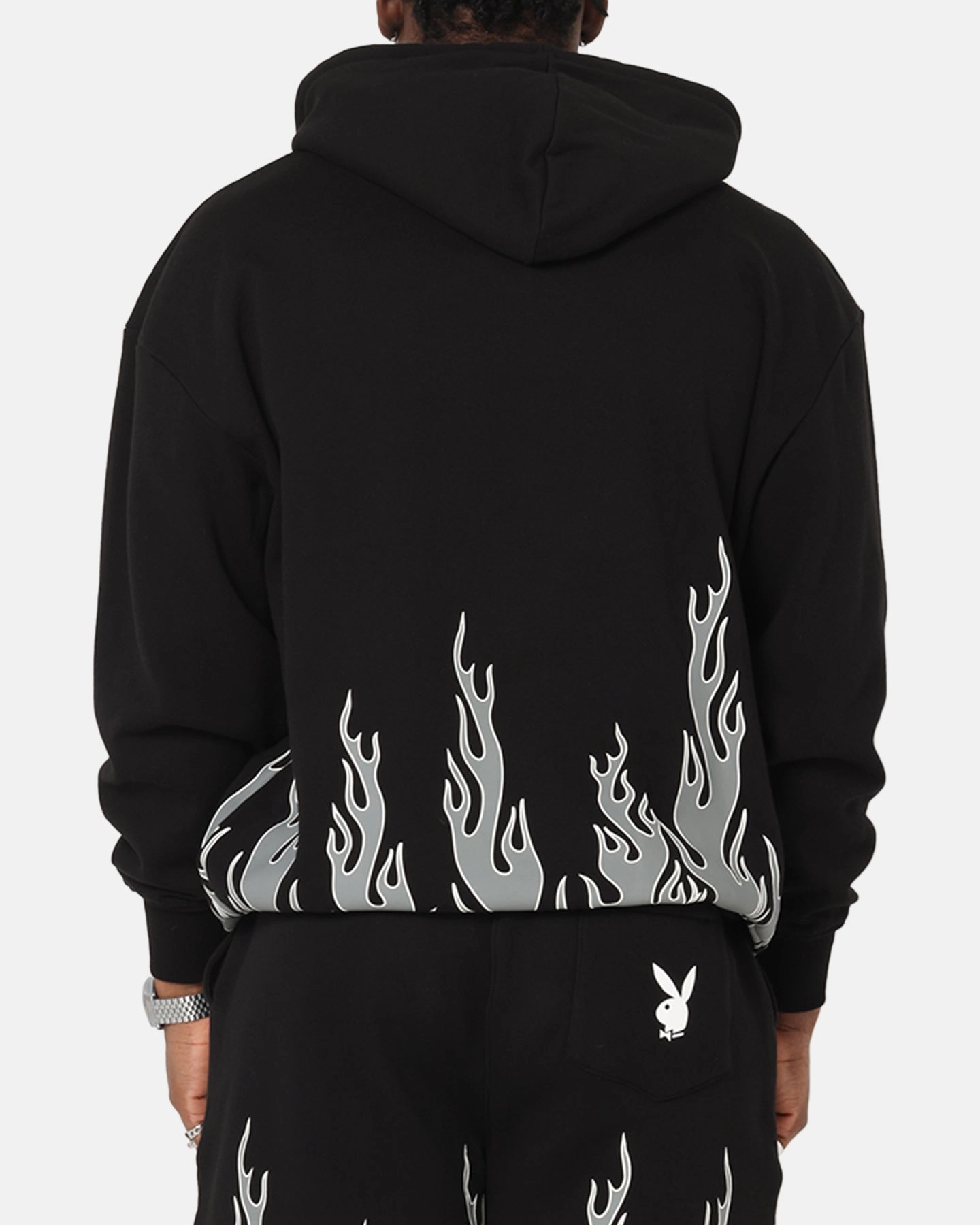 Playboy Gothic Flames Hoodie Black Convertible Closure