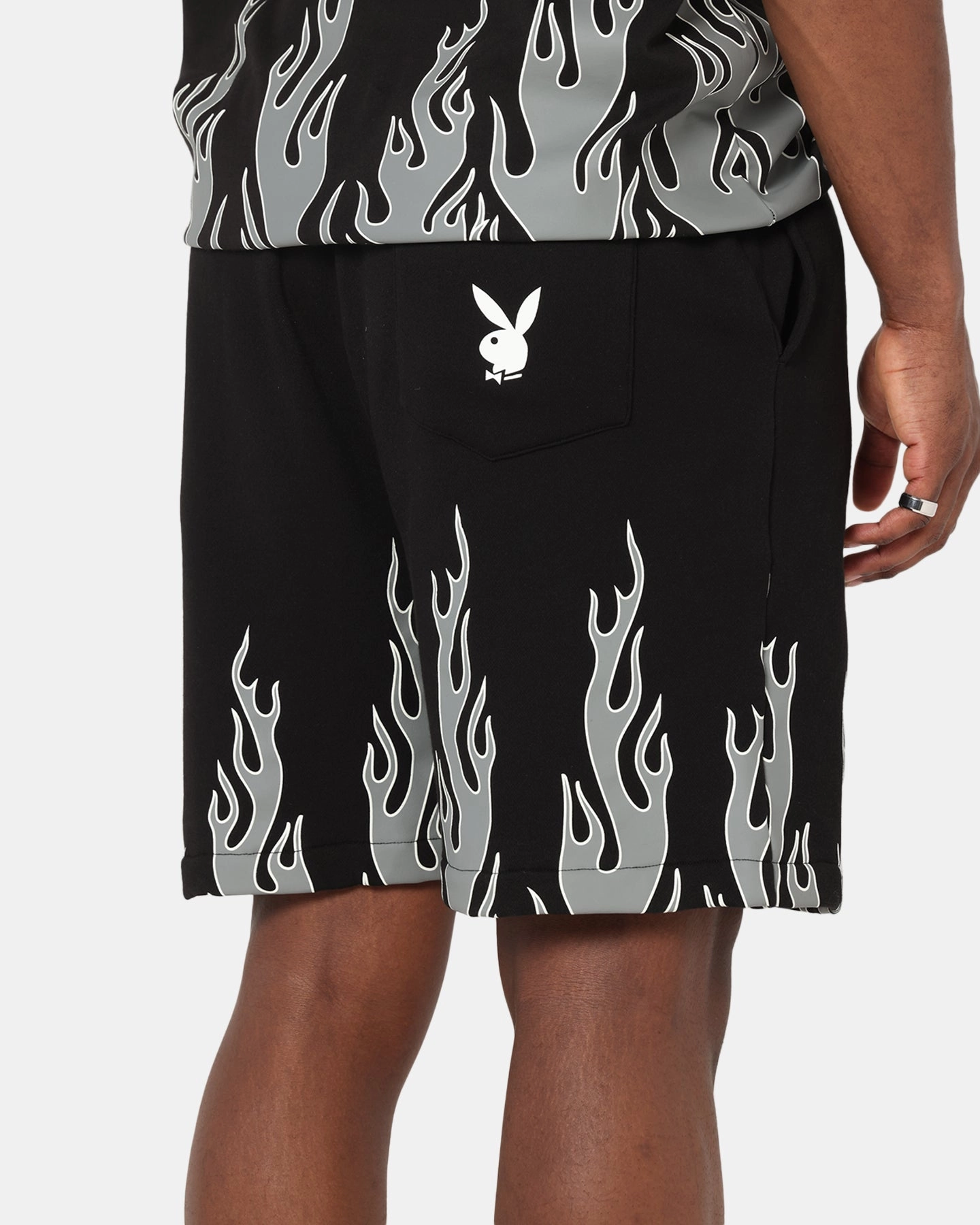 Hygienic Antimicrobial Layer Playboy Gothic Flames Shorts Black
