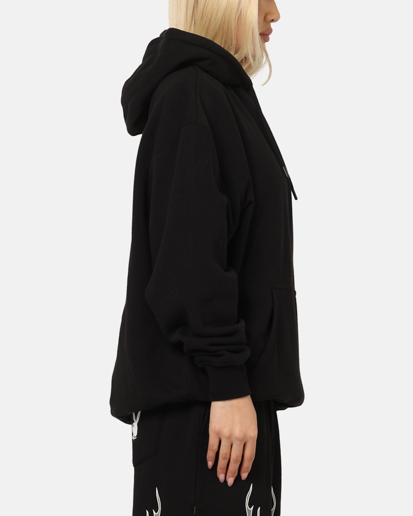 Playboy Gothic Mono Lips Hoodie Black Yoke Back Design Formal Casual