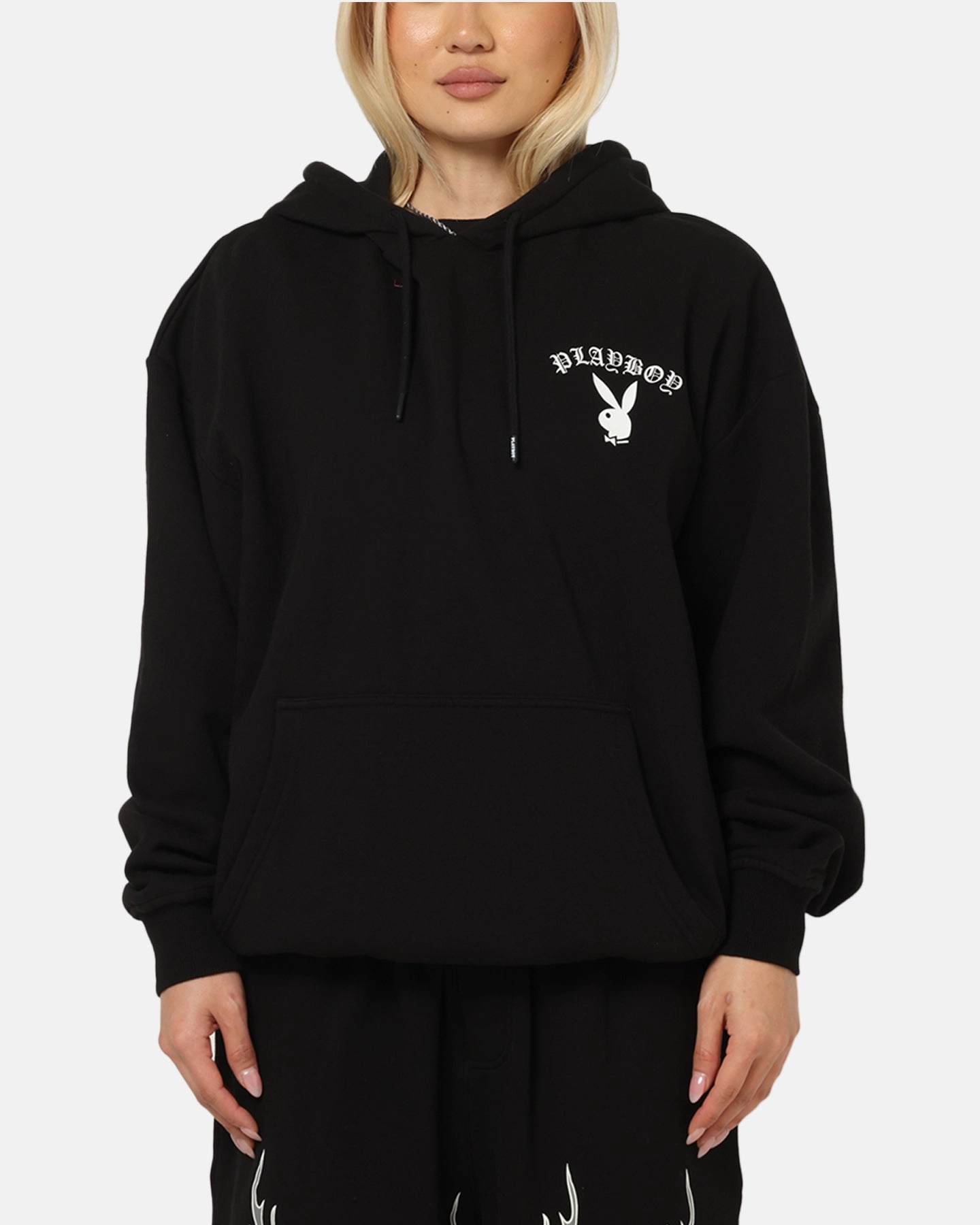 Family gathering wear Dingo like Playboy Gothic Mono Lips Hoodie Black
