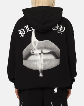 Playboy Gothic Mono Lips Hoodie Black Wellness wear