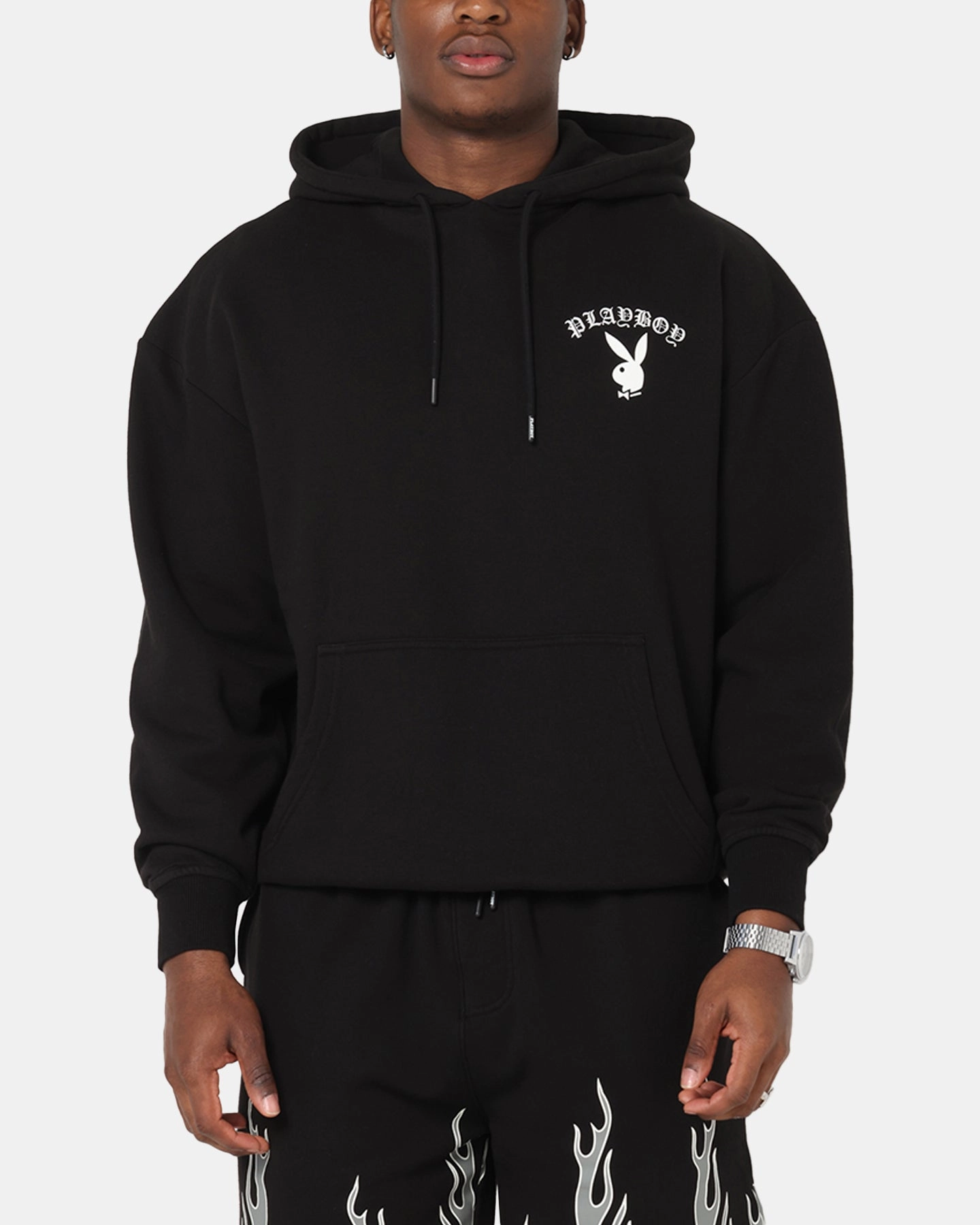 Playboy Gothic Mono Lips Hoodie Black Rain Resistant